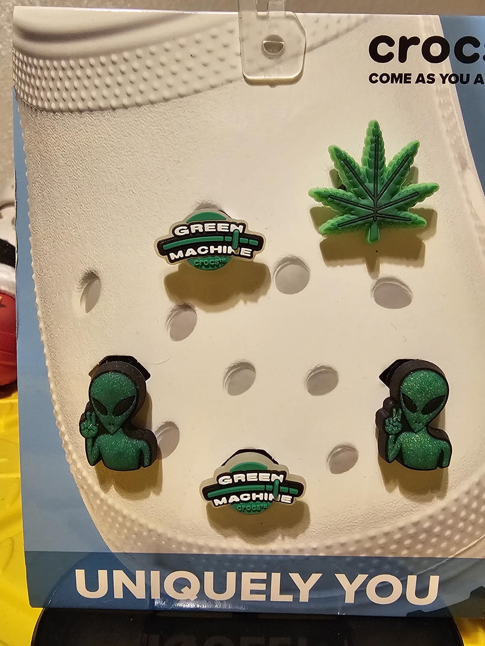 Green Alien & Leaf Retired Crocs Jibbitz
